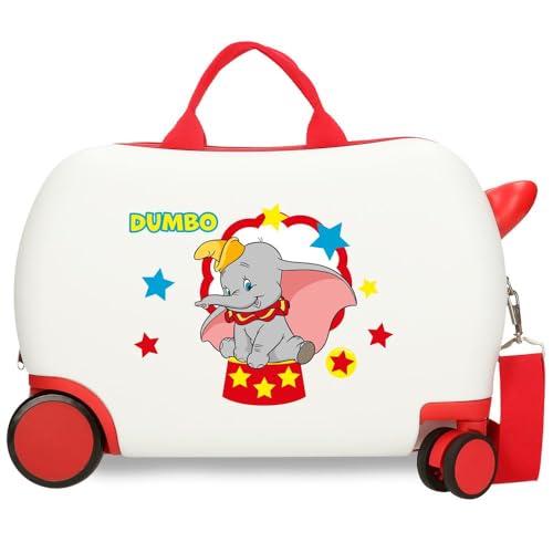 Joumma Disney Dumbo Circus Kinderkoffer, Weiß, 45 x 31 x 20 cm, Harter ABS-Kunststoff, 24,6 l, 2 kg, 4 Räder, Handgepäck, weiß, Kinderkoffer von Disney