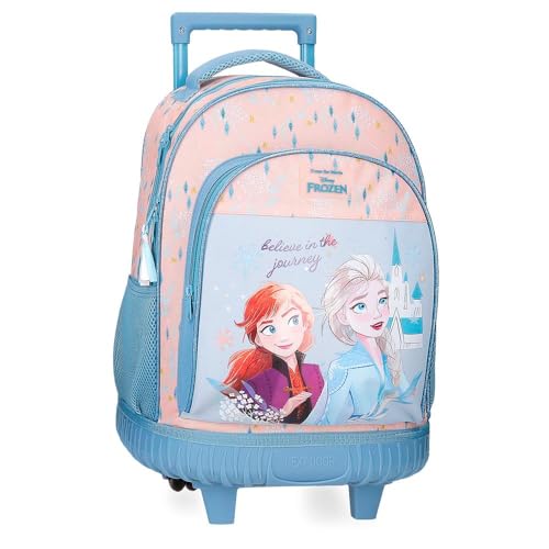 Joumma Disney Frozen Believe in The Journey Rucksack, kompakt, 2 Räder, Blau, 32 x 43 x 21 cm, Polyester, 28,9 l, blau, Kompakter Rucksack mit 2 Rädern von Disney