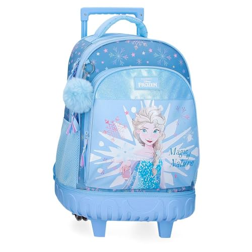 Disney Joumma Frozen Magic Ice Rucksack Compact 2 Räder, Blau, 32 x 45 x 21 cm, Polyester, 30,24 l, blau, Kompakter Rucksack mit 2 Rädern von Disney