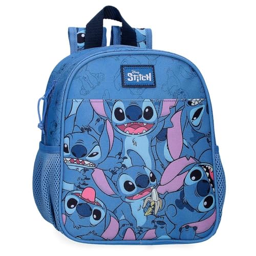 Joumma Disney Happy Stitch Kindergartenrucksack, Blau, 23 x 25 x 10 cm, Polyester, 5,75 l, blau, Kindergarten-Rucksack von Disney