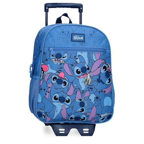 Joumma Disney Happy Stitch Rucksack mit Rollen, Blau, 27 x 33 x 11 cm, Polyester, 9,8 l, blau, Rucksack mit Trolley von Disney