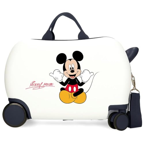 Joumma Disney Mickey, Cheerlful Kinderkoffer, Weiß, 45 x 31 x 20 cm, starr, ABS, 24,6 l, 1,8 kg, 4 Räder, Handgepäck, Handgepäck, weiß, Kinderkoffer von Disney