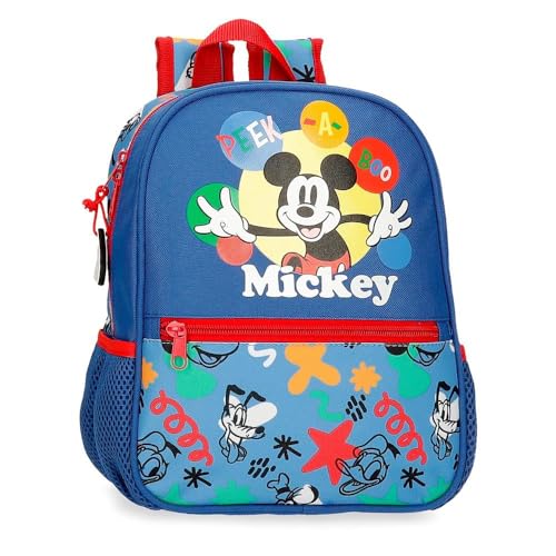 Joumma Bags Disney Micky Peek a Boo, Schulrucksack, aus Polyester, Verschiedene Taschen und Fächer, breite Träger, ergonomisch und gepolstert., blau, Rucksack 28 von Disney