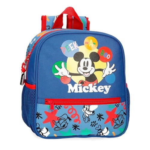 Joumma Disney Micky Peek a Boo Kindergartenrucksack, Blau, 21 x 25 x 10 cm, Polyester, 5,25 l, blau, Kindergarten-Rucksack von Disney