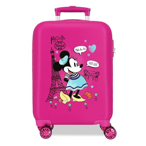 Joumma Disney Minnie-Around The World Kabinenkoffer, Rosa, 33 x 50 x 20 cm, starr, ABS, seitlicher Kombinationsverschluss, 28,4 l, 2 kg, 4 Doppelräder, Handgepäck, Rosa, Kabinenkoffer von Disney