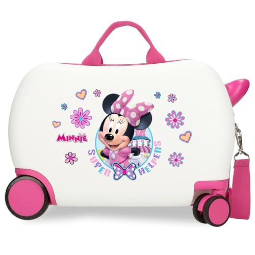 Joumma Disney Minnie-Helpers Kinderkoffer, weiß, 45 x 31 x 20 cm, Harter ABS-Kunststoff, 24,6 l, 1,8 kg, 4 Räder, Handgepäck, Handgepäck, weiß, Kinderkoffer von Disney