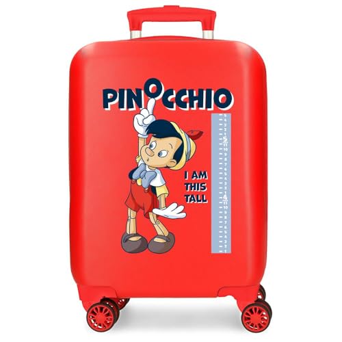 Joumma Disney Pinocchio Kabinenkoffer, rot, 33 x 50 x 20 cm, starr, ABS, seitlicher Kombinationsverschluss, 28,4 l, 2 kg, 4 Doppelräder, Handgepäck, rot, Kabinenkoffer von Disney