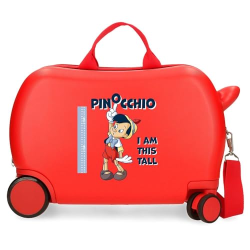 Joumma Disney Pinocchio Kinderkoffer, Rot, 45 x 31 x 20 cm, Harter ABS-Kunststoff, 24,6 l, 1,8 kg, 4 Räder, Handgepäck, rot, Kinderkoffer von Disney