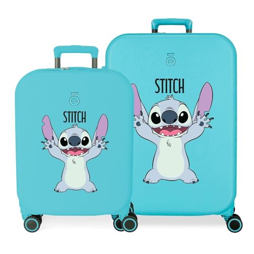 Joumma Disney Playful Kofferset, blau, 55/70 cm, starr, 7,54 kg, TSA-Verschluss, ABS, 7,54 kg, 116 l, Handgepäck von Disney