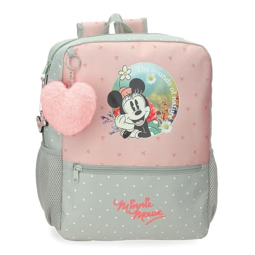 Joumma Disney Rucksack, Minnie, Wildnatur, anpassbar, Grün, 25 x 32 x 12 cm, Polyester, 9,9 l, grün, Anpassbarer Rucksack von Disney