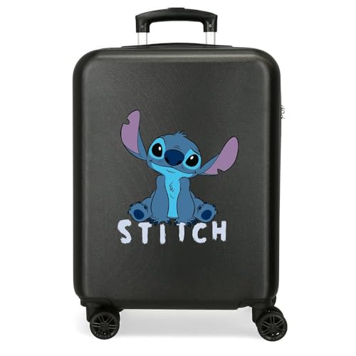 Joumma Disney Stitch Cute Kabinenkoffer, Schwarz, 38 x 55 x 20 cm, starr, ABS, seitlicher Kombinationsverschluss, 35 l, 2 kg, 4 Doppelrollen, Handgepäck, Schwarz, Kabinenkoffer von Disney
