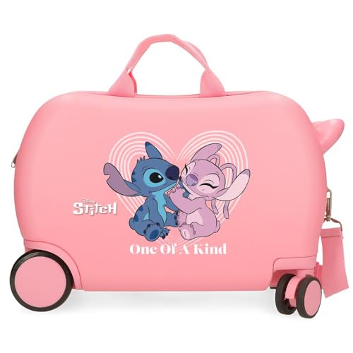 Joumma Disney Stitch One of a Kind Kinderkoffer, Rosa, 45 x 31 x 20 cm, Harter ABS-Kunststoff, 24,6 l, 1,8 kg, 4 Räder, Handgepäck, Handgepäck, Rosa, Kinderkoffer von Disney