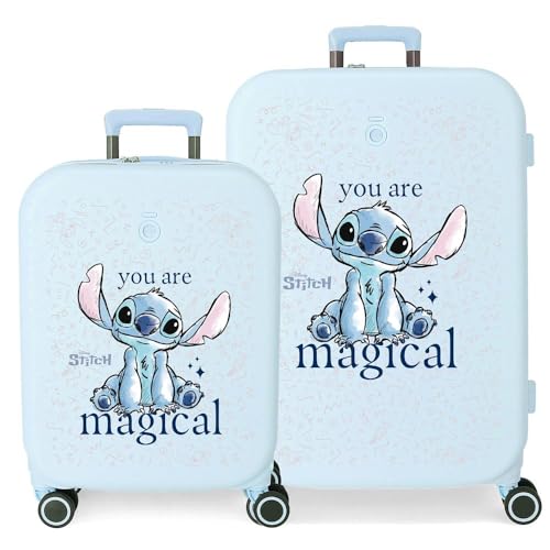 Joumma Disney Stitch You Are Magical Koffer-Set, Blau, 48 x 70 x 28 cm, starr, ABS, TSA-Verschluss 116L, 7,54 kg, 4 Doppelrollen, Handgepäck, blau, Koffer Set von Disney