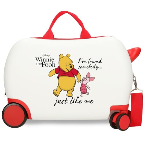 Joumma Disney Winnie & Ferkel, Kinderkoffer, Weiß, 45 x 31 x 20 cm, Hartplastik, 24,6 l, 2 kg, 4 Räder, Gepäck, Hand, weiß, Kinderkoffer von Disney