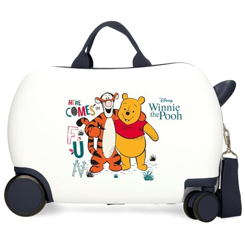 Joumma Disney Winnieh The Pooh Kinderkoffer, weiß, 45 x 31 x 20 cm, Harter ABS-Kunststoff, 24,6 l, 1,8 kg, 4 Räder, Handgepäck, Handgepäck, weiß, Kinderkoffer von Disney