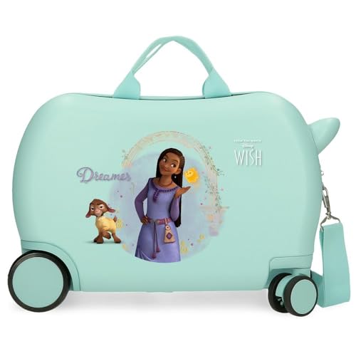 Joumma Disney Wish Dreamer Kinderkoffer, Blau, 45 x 31 x 20 cm, Harter ABS-Kunststoff, 24,6 l, 1,8 kg, 4 Räder, Handgepäck, blau, Kinderkoffer von Disney