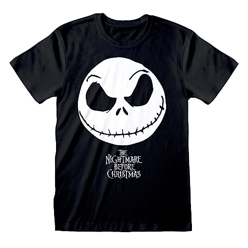 Kurzarm-T-Shirt The Nightmare Before Christmas Jack Face Schwarz Unisex von Disney