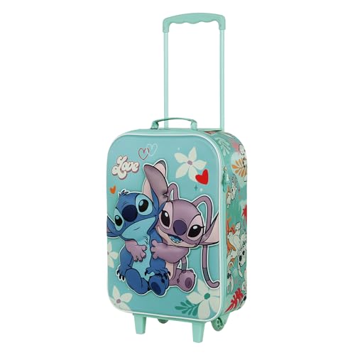 Lilo und Stitch Love-Soft 3D Trolley-Koffer, Türkis, 17 x 33 x 52 cm, Kapazität 26 L von Disney