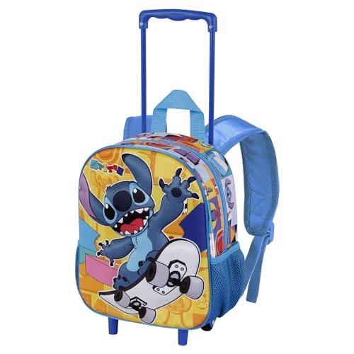 Lilo und Stitch Skater-Kleiner 3D Rucksack mit Rädern, Gelb, 26 x 34 cm, Kapazität 12,5 L von Disney