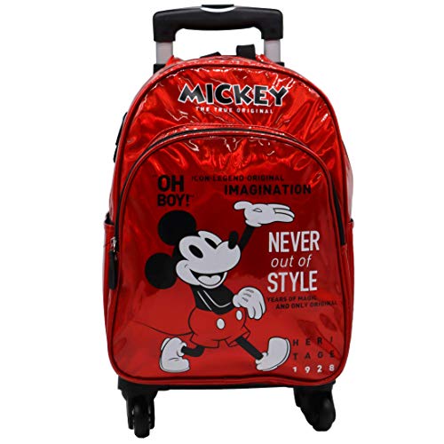 Mickey 90 Years Never Out of Style Woh Boy!W Adapter Rucksack mit 4 Rädern, multidirektional, mit Tasche von Disney
