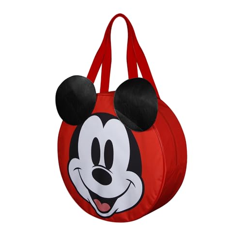 Micky Maus Face-Jumbo Strandtasche, Schwarz, 53 x 50 cm, Kapazität 42 L von Disney