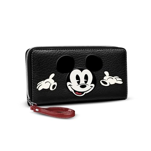 Micky Maus Face-Unverzichtbare Geldbörse, Schwarz, 19 x 10 cm von Disney