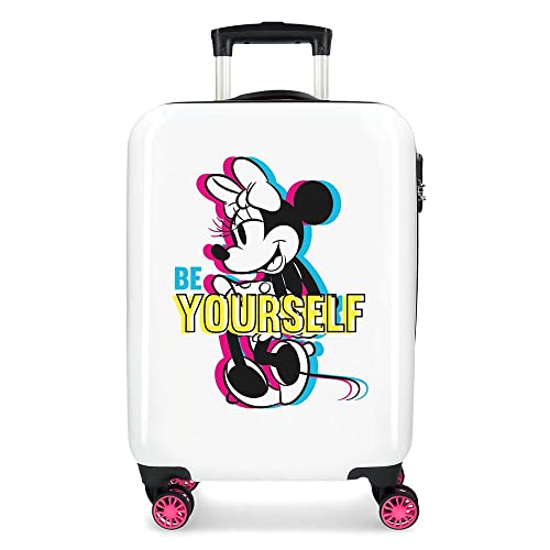 Disney Minnie Be Yourself - Traits Kabinenkoffer Weiß 38x55x20 cms Hartschalen ABS Kombinationsschloss 34L 2,6Kgs 4 Doppelräder Handgepäck von Disney