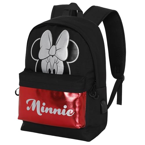 Minnie Maus Sparkle-HS Silver Rucksack, Schwarz, 30 x 41 cm, Kapazität 22 L von Disney