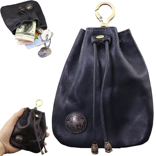 Handmade Cowhide Retro Storage Bag, Retro Storage Bag, Multi-Functional Car Key Case Portable Key Leather Pouchs (Black) von Diveck