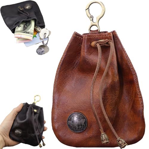 Handmade Cowhide Retro Storage Bag, Retro Storage Bag, Multi-Functional Car Key Case Portable Key Leather Pouchs (Brown) von Diveck