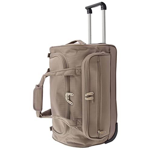Divergent Retail DR487 leichte mittelgroße Reisetasche mit Rollen, beige, beige, M, Reisetasche mit Rädern aus Leder von Divergent Retail