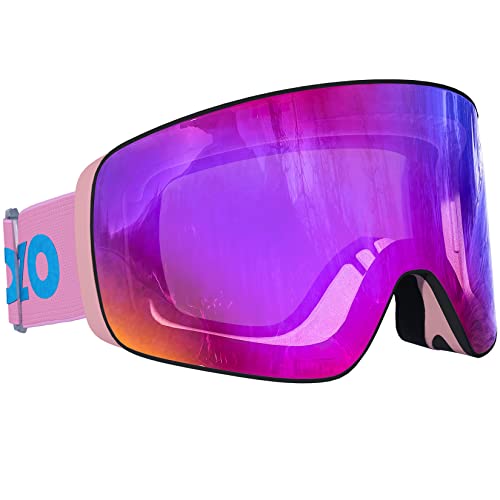 Dizokizo Skibrille Magnetische austauschbare zylindrische Linse Schneebrille für Männer Frauen Anti-Fog UV-Schutz Professionelle Skibrille für Snowboarding Skifahren SNOW-6103 von Dizokizo