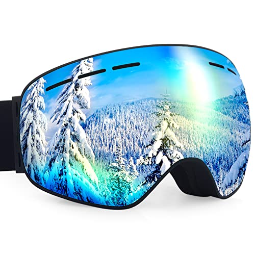 Dizokizo Skibrille mit Abnehmbarer Linse, für Ski Snowboard, Antibeschlag und einen 100% UV-Schutz, Dreifach Atmungsaktive Schaumstoffe & Geprägter Riemen für Damen, Herren,Jugend (Small, Gold) von Dizokizo