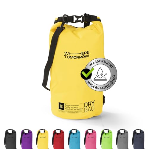 #DoYourOutdoor Where Tomorrow Dry Bag Tasche | Wasserdichter Rucksack | Wasserfester Beutel & Packsack | Drybag ideal für Boot, Kajak, Angeln und Camping, WT1 [gelb | 10L] von #DoYourOutdoor
