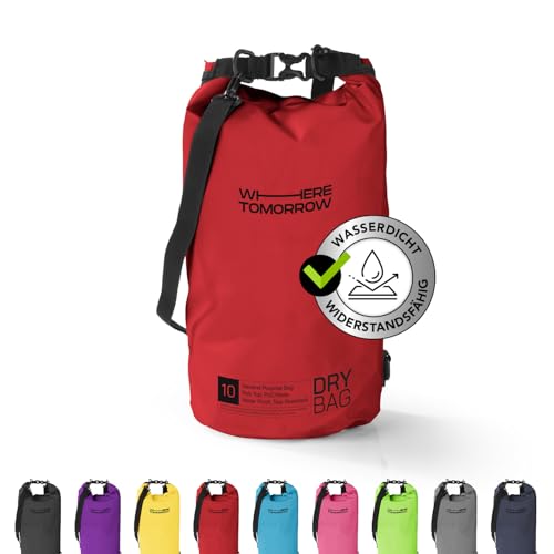 #DoYourOutdoor Where Tomorrow Dry Bag Tasche 10L rot | Wasserdichter Rucksack | Wasserfester Beutel & Packsack | Drybag ideal für Boot, Kajak, Angeln und Camping von #DoYourOutdoor