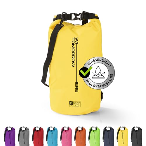 #DoYourOutdoor Where Tomorrow Dry Bag Tasche | Wasserdichter Rucksack | Wasserfester Beutel & Packsack | Drybag ideal für Boot, Kajak, Angeln und Camping, WT2 [gelb | 10L] von #DoYourOutdoor