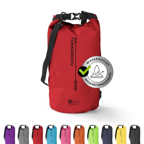 #DoYourOutdoor Where Tomorrow Dry Bag Tasche | Wasserdichter Rucksack | Wasserfester Beutel & Packsack | Drybag ideal für Boot, Kajak, Angeln und Camping, WT2 [rot | 5L] von #DoYourOutdoor