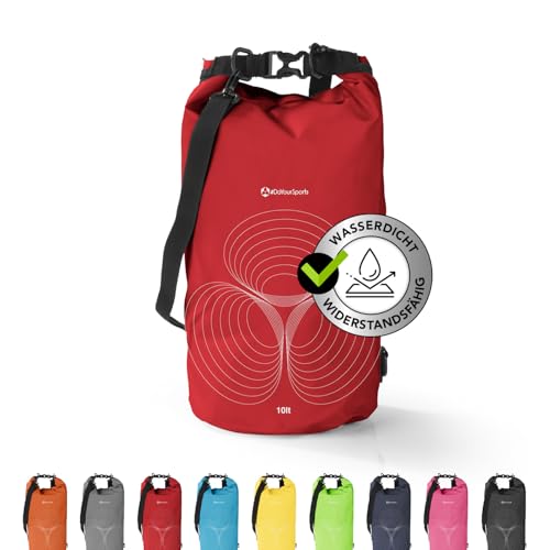 #DoYourSports Dry Bag Tasche 10L rot | Wasserdichter Rucksack | Wasserfester Beutel & Packsack | Drybag ideal für Boot, Kajak, Angeln und Camping von #DoYourOutdoor