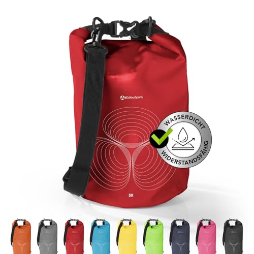 #DoYourSports Dry Bag Tasche | Wasserdichter Rucksack | Wasserfester Beutel & Packsack | Drybag ideal für Boot, Kajak, Angeln und Camping, DYS [rot | 5L] von #DoYourOutdoor