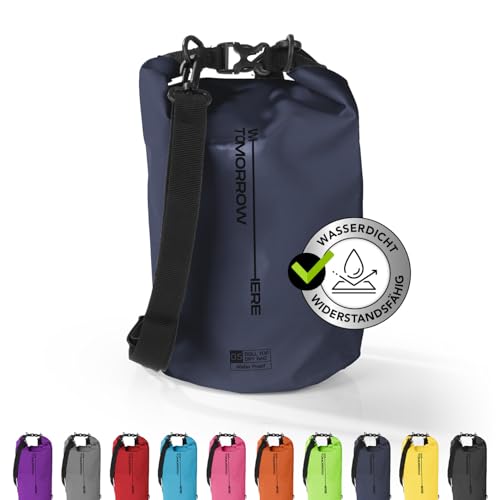 #DoYourOutdoor Where Tomorrow Dry Bag Tasche 10L dunkelblau | Wasserdichter Rucksack | Wasserfester Beutel & Packsack | Drybag ideal für Boot, Kajak, Angeln und Camping von #DoYourOutdoor