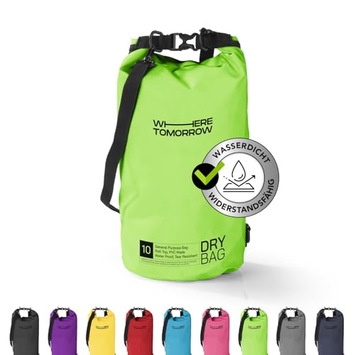 #DoYourOutdoor Where Tomorrow Dry Bag Tasche | Wasserdichter Rucksack | Wasserfester Beutel & Packsack | Drybag ideal für Boot, Kajak, Angeln und Camping, WT1 [grün | 10L] von #DoYourOutdoor