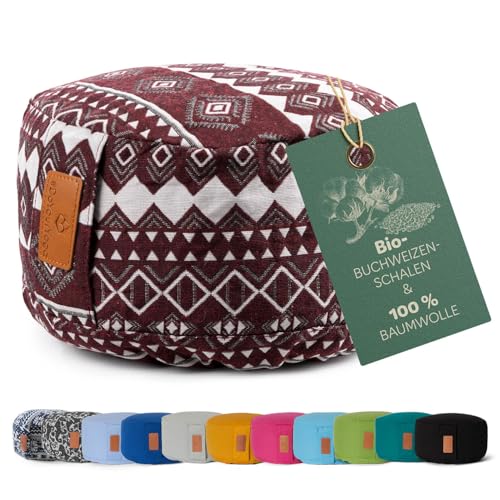 #DoYourYoga rundes Yogabolster - waschbarer Bezug, Bio-Buchweizenschalen (KBA) Füllung, 30 x 15 cm, Yoga Kissen für Yin Yoga & Meditation - Style (2) von #DoYourYoga