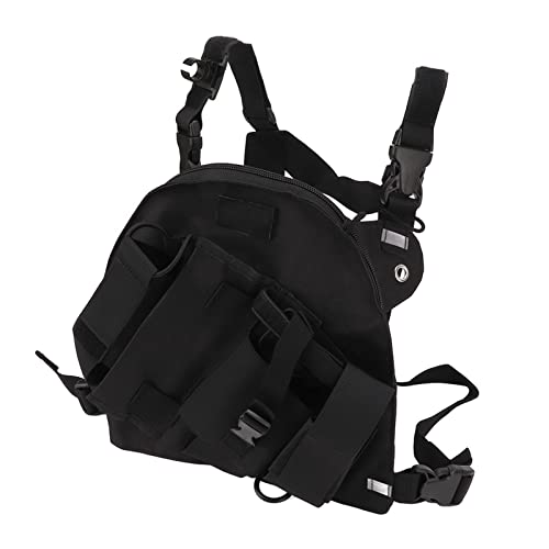 Doact Walkie-Talkie-Brusttasche, Radio-Brustgurt, Mehrere Taschen, Langlebig, Verstellbar, für Outdoor-Sportarten (Black) von Doact
