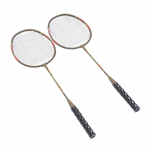 Sport-Badmintonschläger, Langlebig, Tragbar, Leicht, Outdoor-Hinterhofspiele, Badmintonschläger-Set für Trainingsunterhaltung (Gold) von Doact