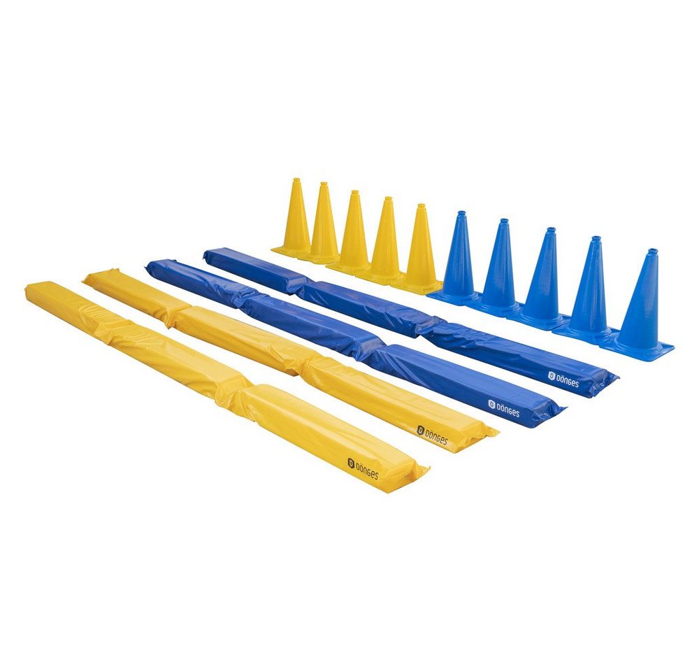 Dönges Outdoor-Spielzeug Pferdegasse gefülltes Set + 10er XXL Pylonen-Set 50 cm blau und gelb von Dönges