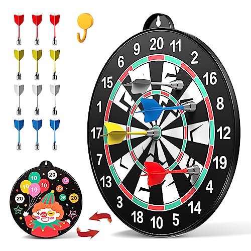 Doloowee 14-teiliges doppelseitiges magnetisches Kinder-Dartscheiben-Set, große Größe, Jungen-Spielzeug, Dartscheiben mit 12 Dartpfeilen, für drinnen und draußen, Party-Spiele, Spielzeug, Geschenke von Doloowee