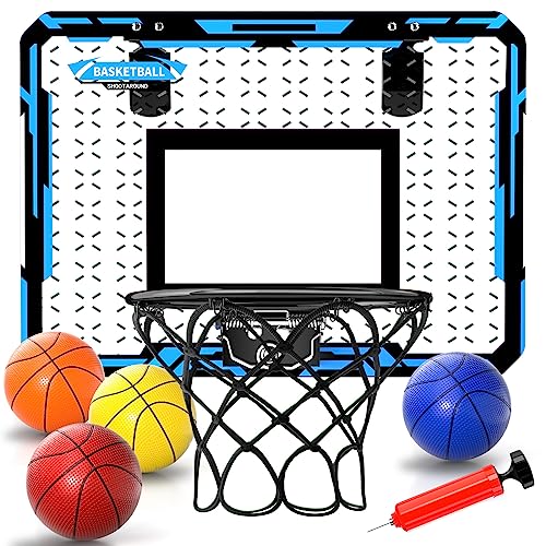 Mini Basketballkorb Indoor für Kinder - Geschenk für Jungen 6 8 10, Mini Basketballkorb Zimmer- mit 4 Basketball, Basketballkörbe tür Set, Sport Spielzeug Geschenk für Jungen Outdoor Indoor （Blau） von Doloowee