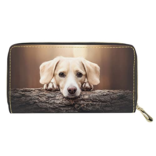 Dolyues Damen-Geldbörse mit Reißverschluss und Münzfächern, PU-Leder, langer Kreditkartenhalter, mehrere Kartenfächer für Damen, Labrador-Hundeaufdruck, Klassisch von Dolyues