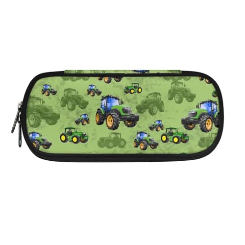 Dolyues Federmäppchen, große Kapazität, Federmäppchen für Jungen und Mädchen, Stifteetui, Tasche Halter mit Fächern, Cartoon-Traktor, Grün, Taschen-Organizer von Dolyues