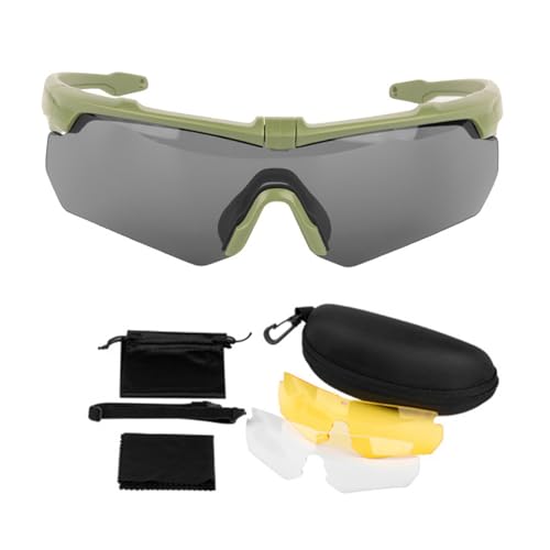 Domasvmd Jagdbrille für 3 austauschbare Gläser und Tragetasche, Jagdaugenschutz, Sicherheitsbrille für taktische Airsofts, taktische Jagdbrillen von Domasvmd